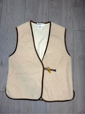 Bailey 44 Cream Sherpa Vest with Brown Binding